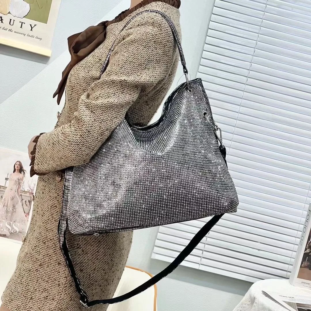 Diamond Bag, Large Capacity Tote Bag, Women's Shoulder Bag, Hand-Held Armpit Bag, Beach Bag, Shopping Bag, Storage Bag