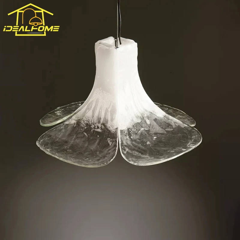 Gradually Change Petal Glass Pendant Lights LED E27 Romantic Modern Light Fixtures Bedside Bedroom Entrance Dining Room Study