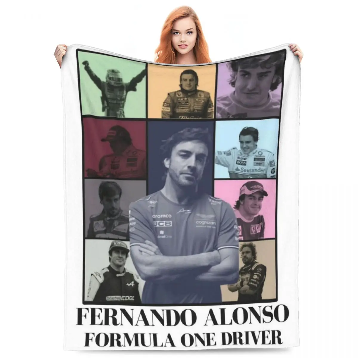 Fernando Alonso Driver Blankets Flannel Decoration The Eras Poster Cozy Lightweight Throw Blankets for Bed Car Bedspread