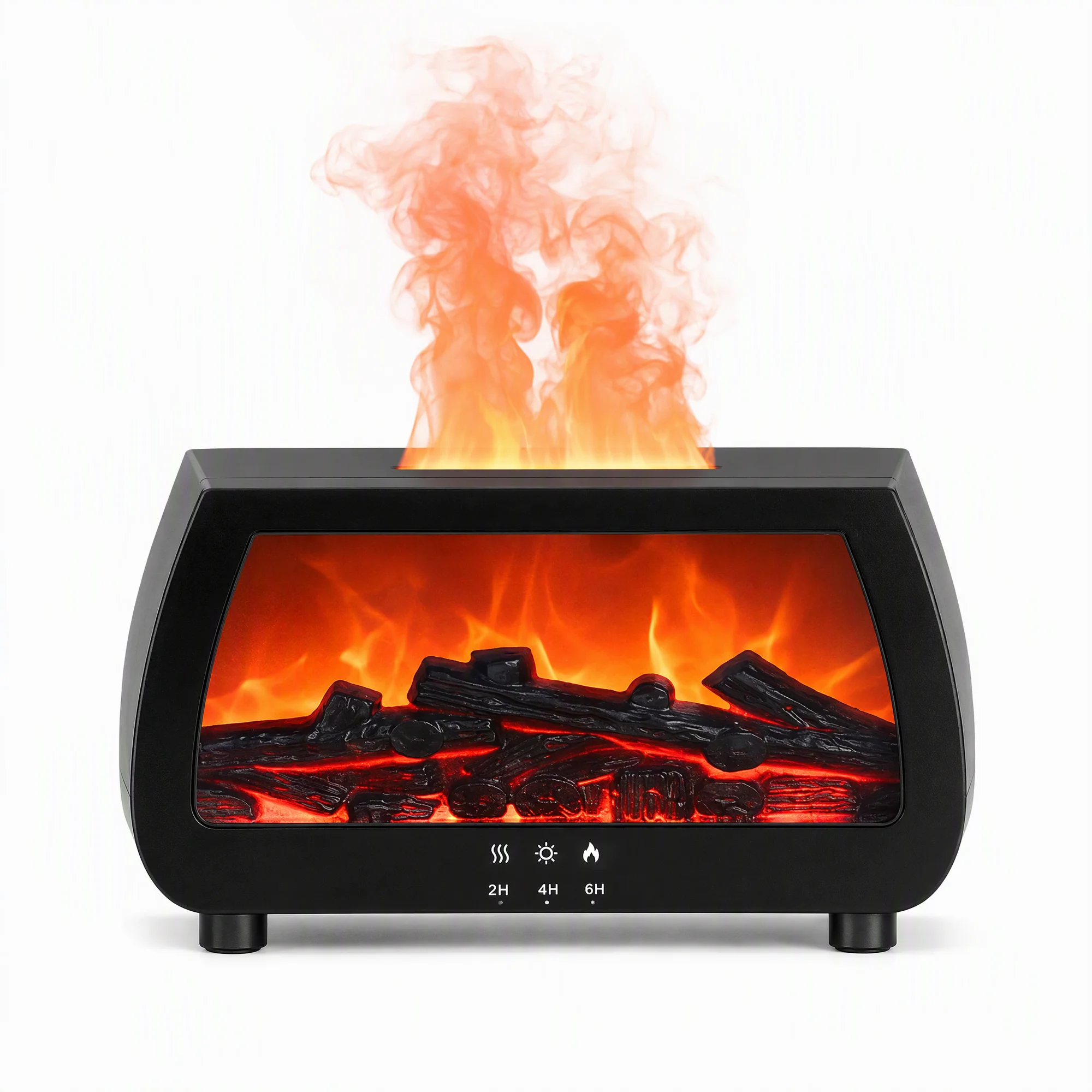 Simulated Fireplace Aroma Diffuser Ultrasonic 200ml Flame Light Air Humidifier Remote Control Type-C Tabletop Household Bedroom