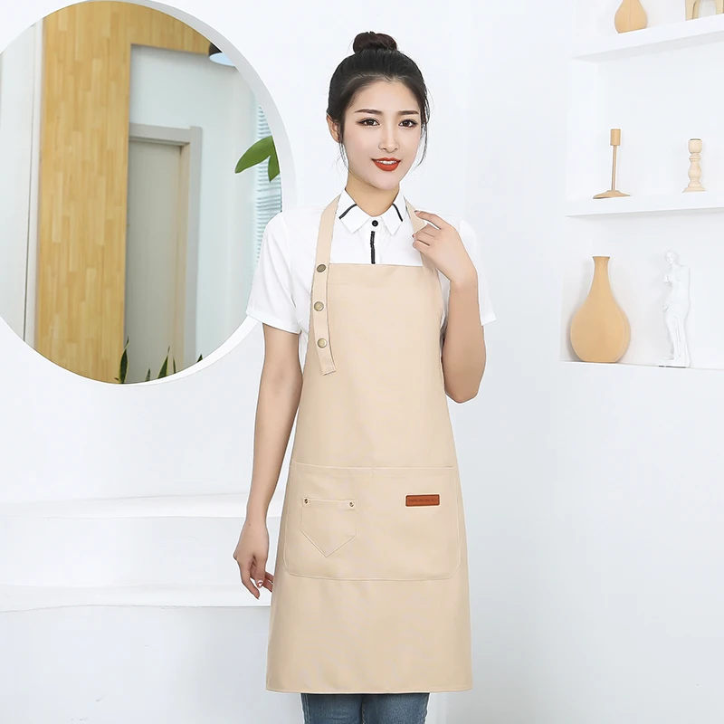 New Fashion Kitchen Aprons for Woman Men Chef Work Apron for Grill Restaurant Bar Shop Cafes Beauty Nails Studios Uniform image 4
