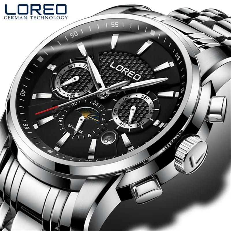 

LOREO New Mens Watches Luxury Mechanical Wristwatch Automatic Watch For Men Sports Waterproof Sapphire Mirror Clock Relogios