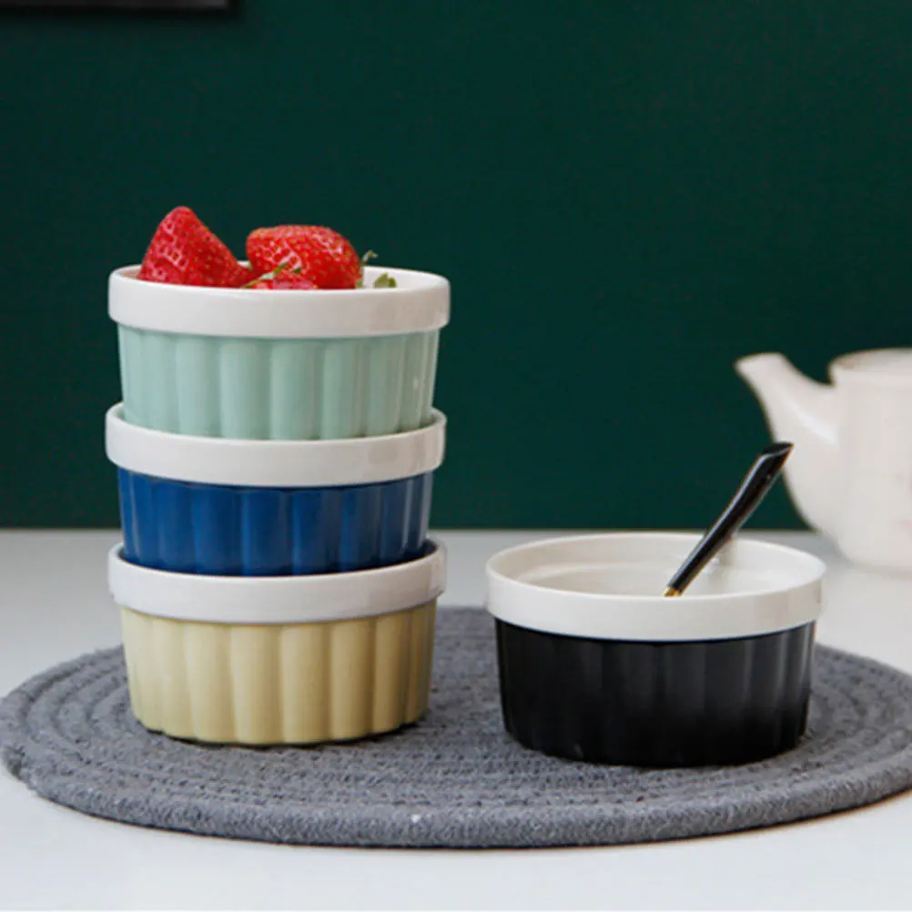 

1Pcs Round Ceramic Baking Bowl Safe Non Odor Absorbing Kitchen Serving Bowl for Desserts Soup Fruits Vegetables