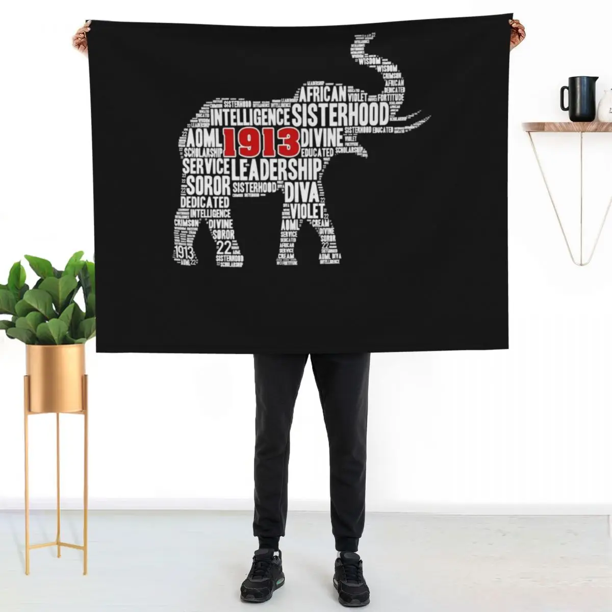 

Delta-1913 Sorority Elephant Sigma-Theta Words Throw Blanket Spring Fall Cozy Throw Blanket for Couch