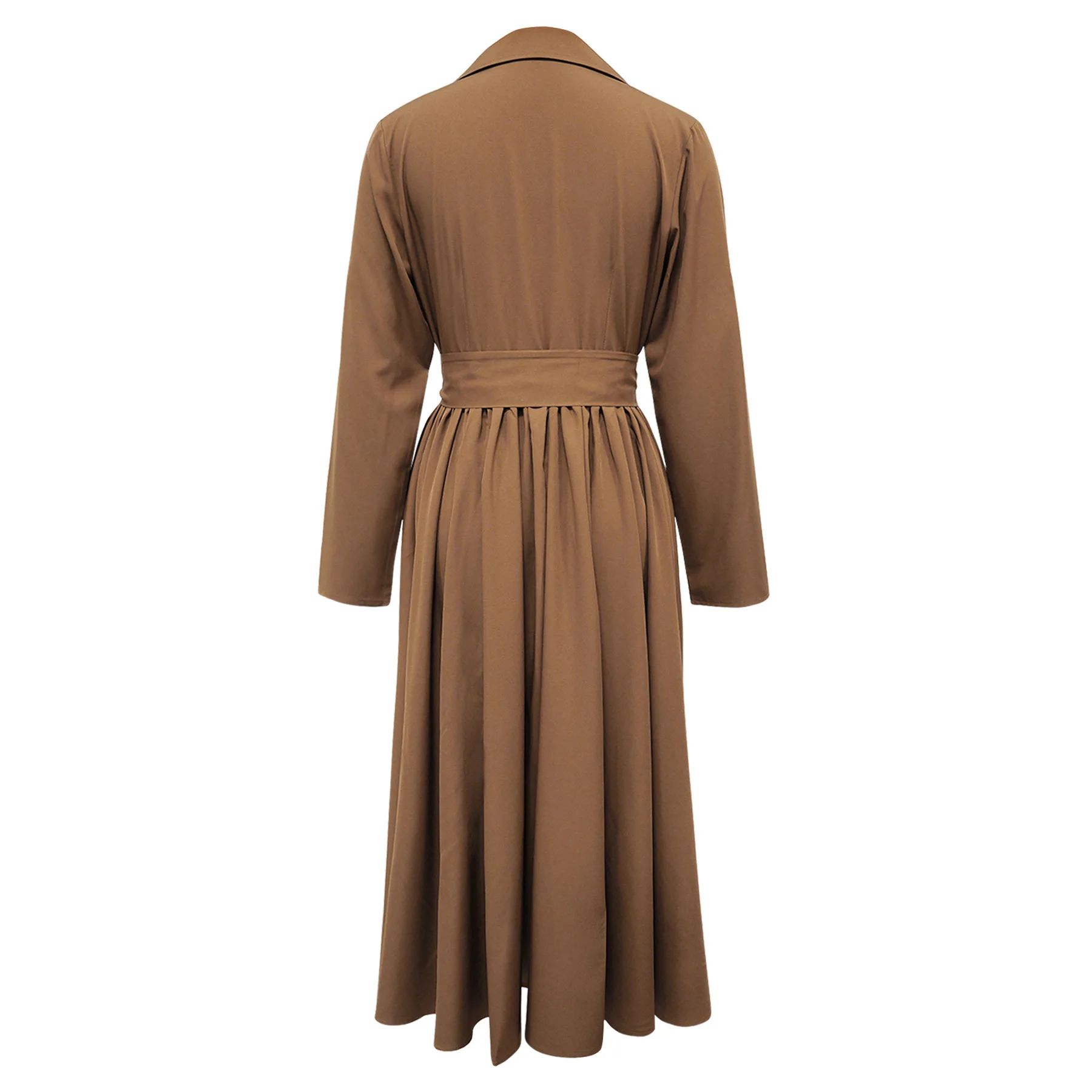 Primavera outono feminino manga longa único botão cinto cintura alta a linha midi vestido elegante escritório senhoras vestido de festa de aniversário