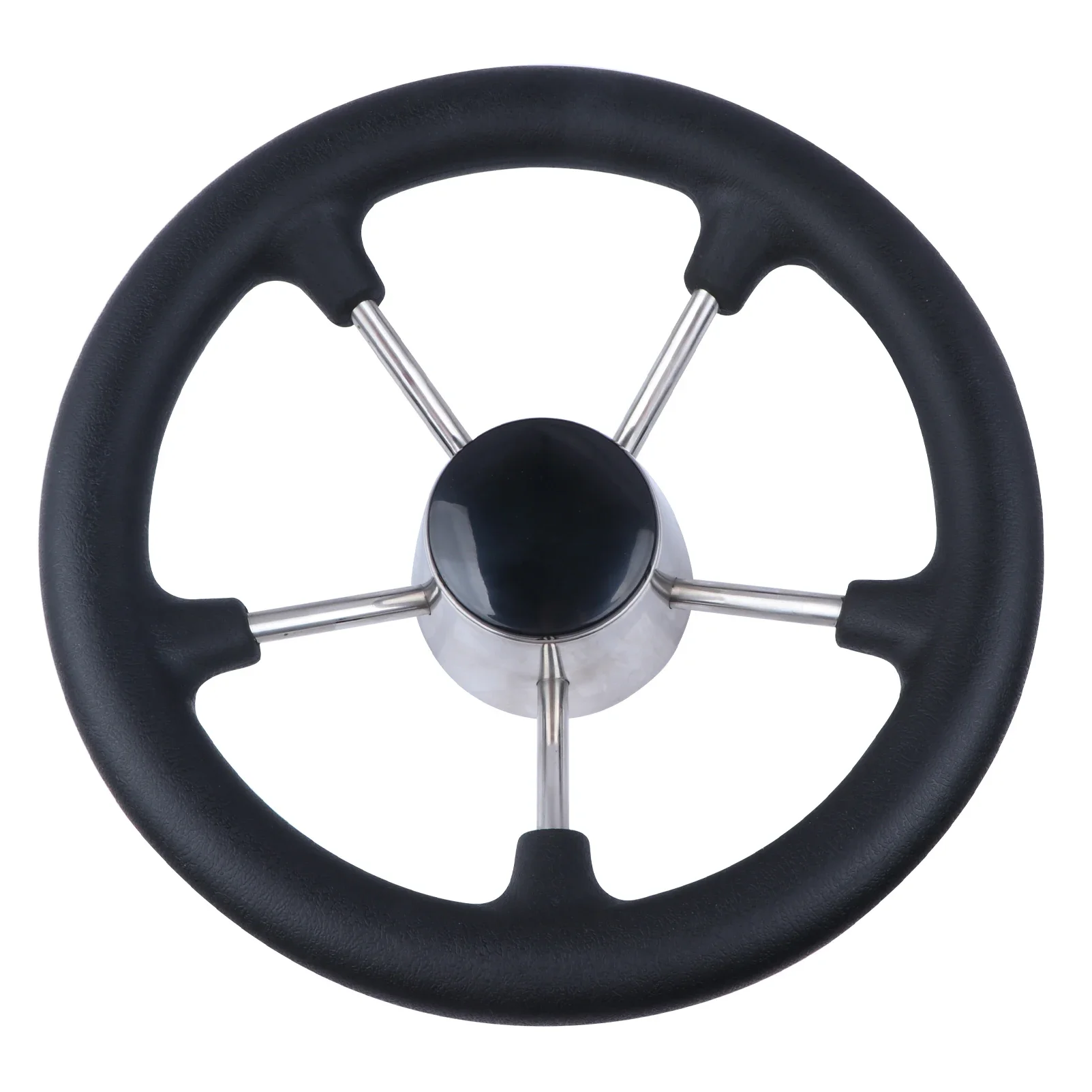 Steering Wheel with Black Foam, Marine Boat Accessories, Stainless Steel, 5 Spoke Destroyer, 11 Inch