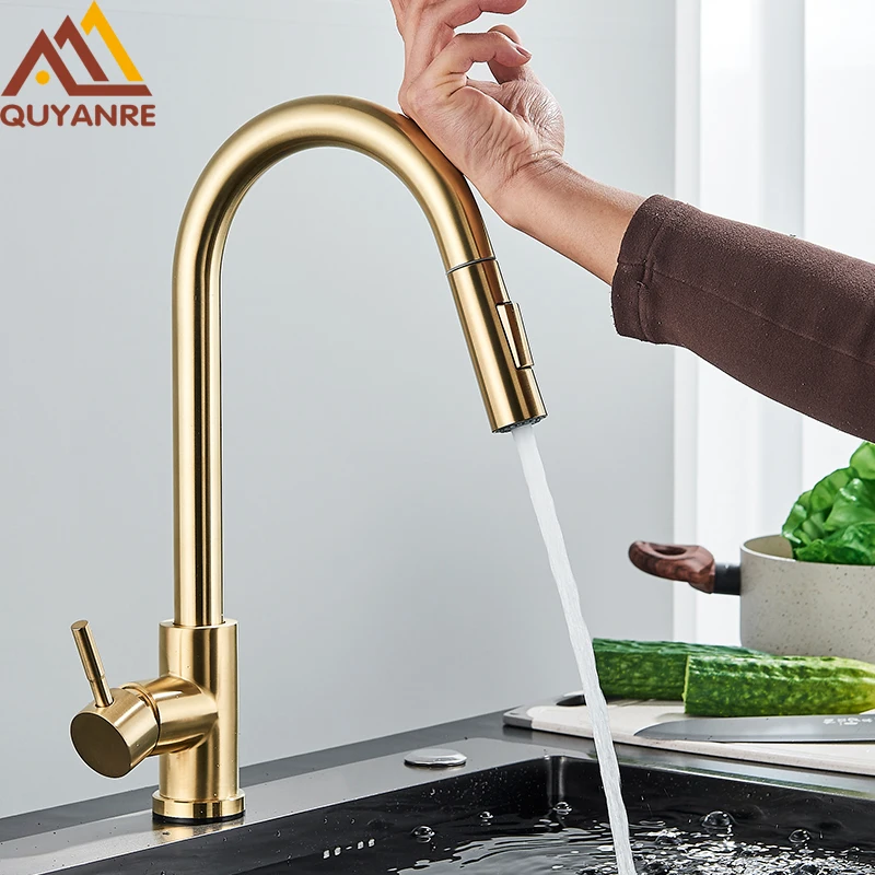 

Brushed Gold Touch Sensor Kitchen Faucets Sensitive Smart Touch Control Faucet Mixer Tap Touch Sensor Smart Kitchen Taps