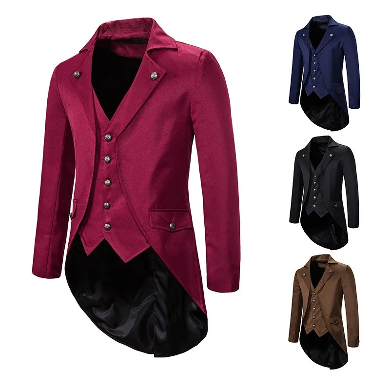 

European and American Men's Autumn and Winter Evening Dresses Tailcoats Men's Lapel Suits Business People's Clothing