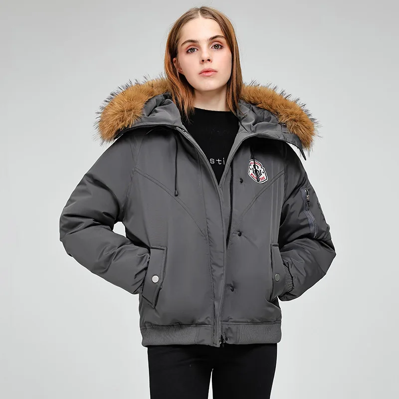 Women's Winter Warm Cotton-Padded Jacket Big Fur Collar Loose Cold-Proof Coat Fashion Outerwear