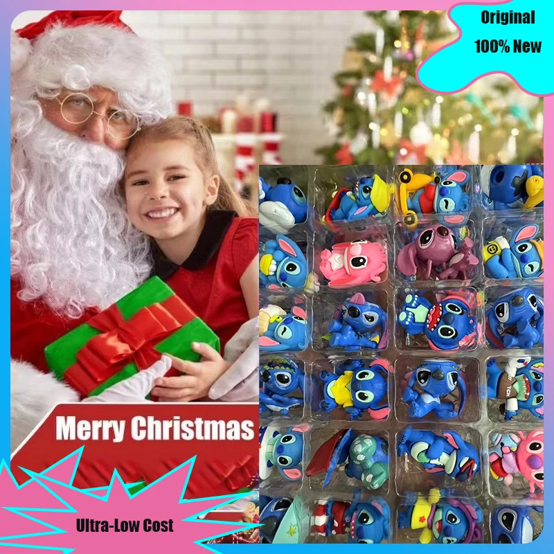 Disney Stitch Christmas Advent Calendar Toys 24 Day Reward Countdown Anime Statue Juguetes Surprise Figurines Gift for Children