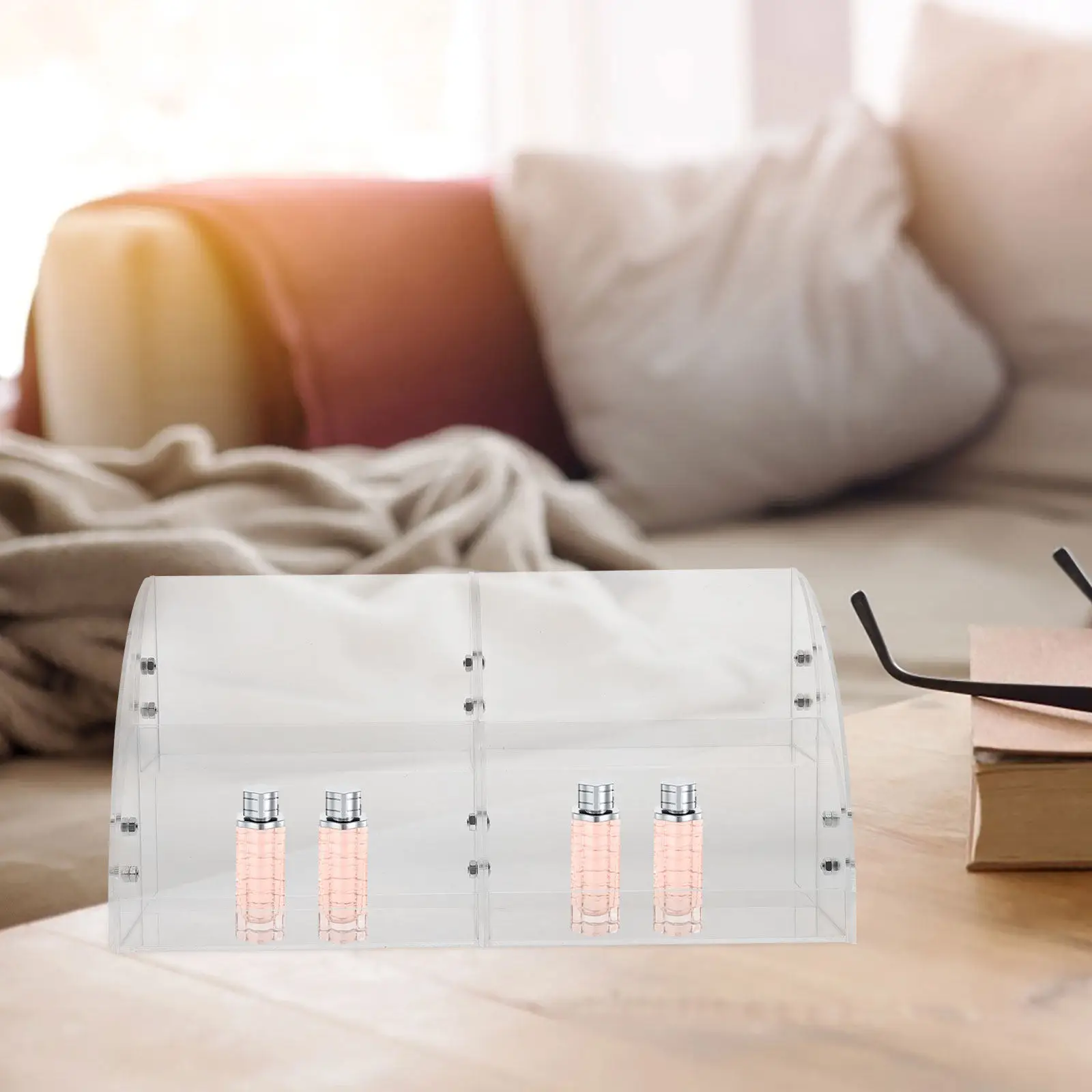 

Акриловый органайзер для косметики, 2-уровневый, прозрачный, для хранения уходовых средств, держатель для масок, для ванной комнаты, настольный органайзер для туалетного столика