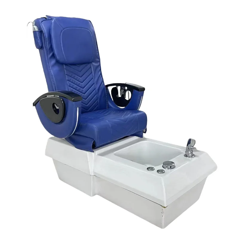 Equipamento de salão de beleza azul massagem pé spa cadeira de luxo elétrica spa pedicure cadeira eua com bomba de drenagem