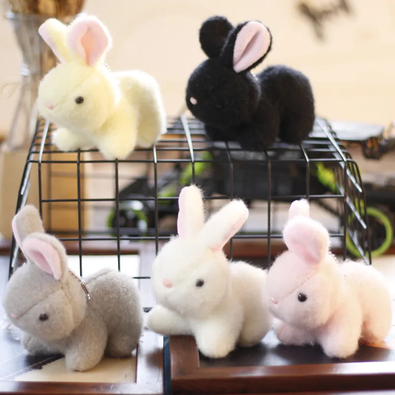 30pcs Wholesale Plush Rabbit & Bear Doll,Coniglio,Key Chain Bag Pendant Stuffed Toys,Baby Hare Birthday Gifts Bunny Rabbits Ring