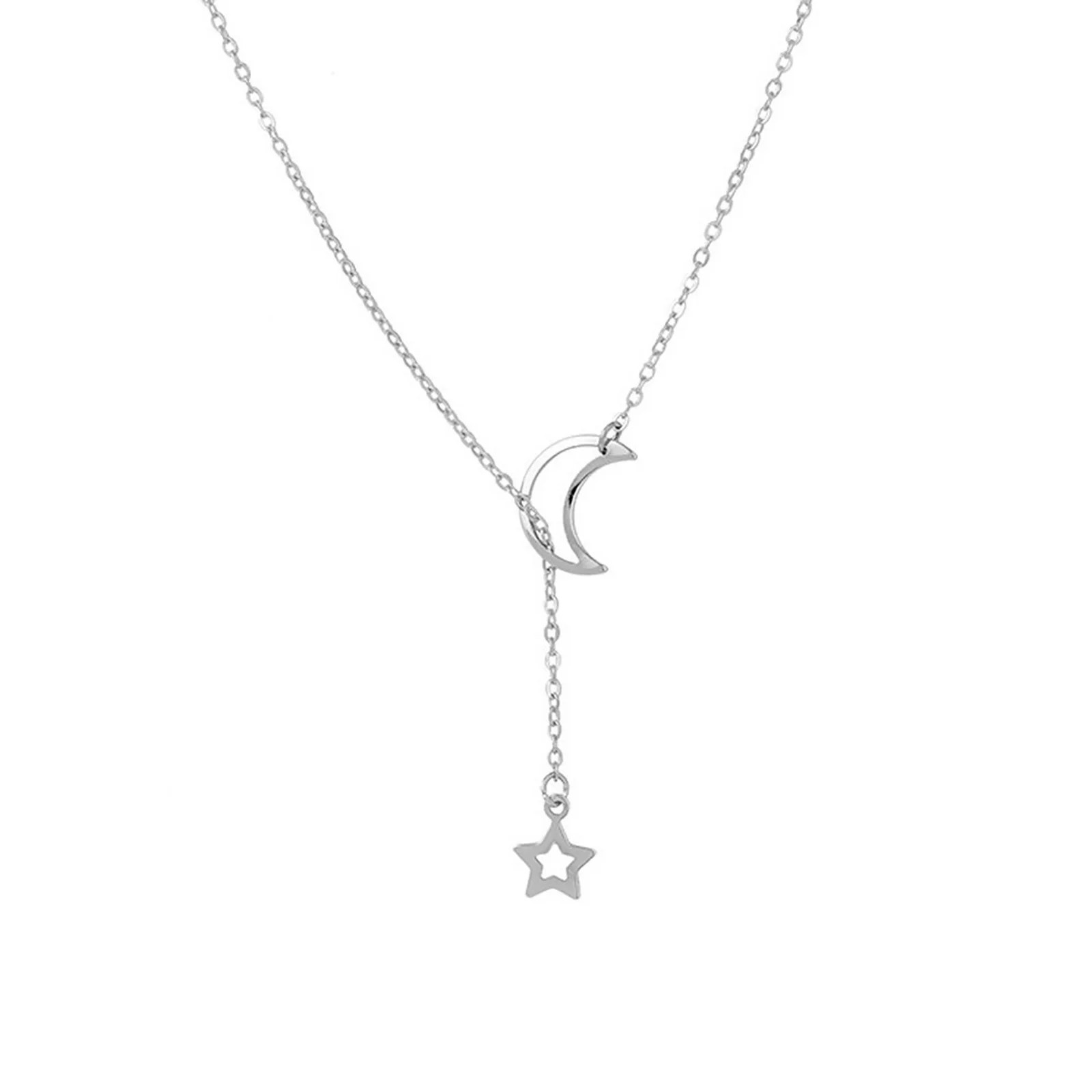 Sonne Mond Stern Anhänger Halskette für Frauen Männer Schlüsselbein Kette Edelstahl Schmuck Freund Geschenk – Detail 1