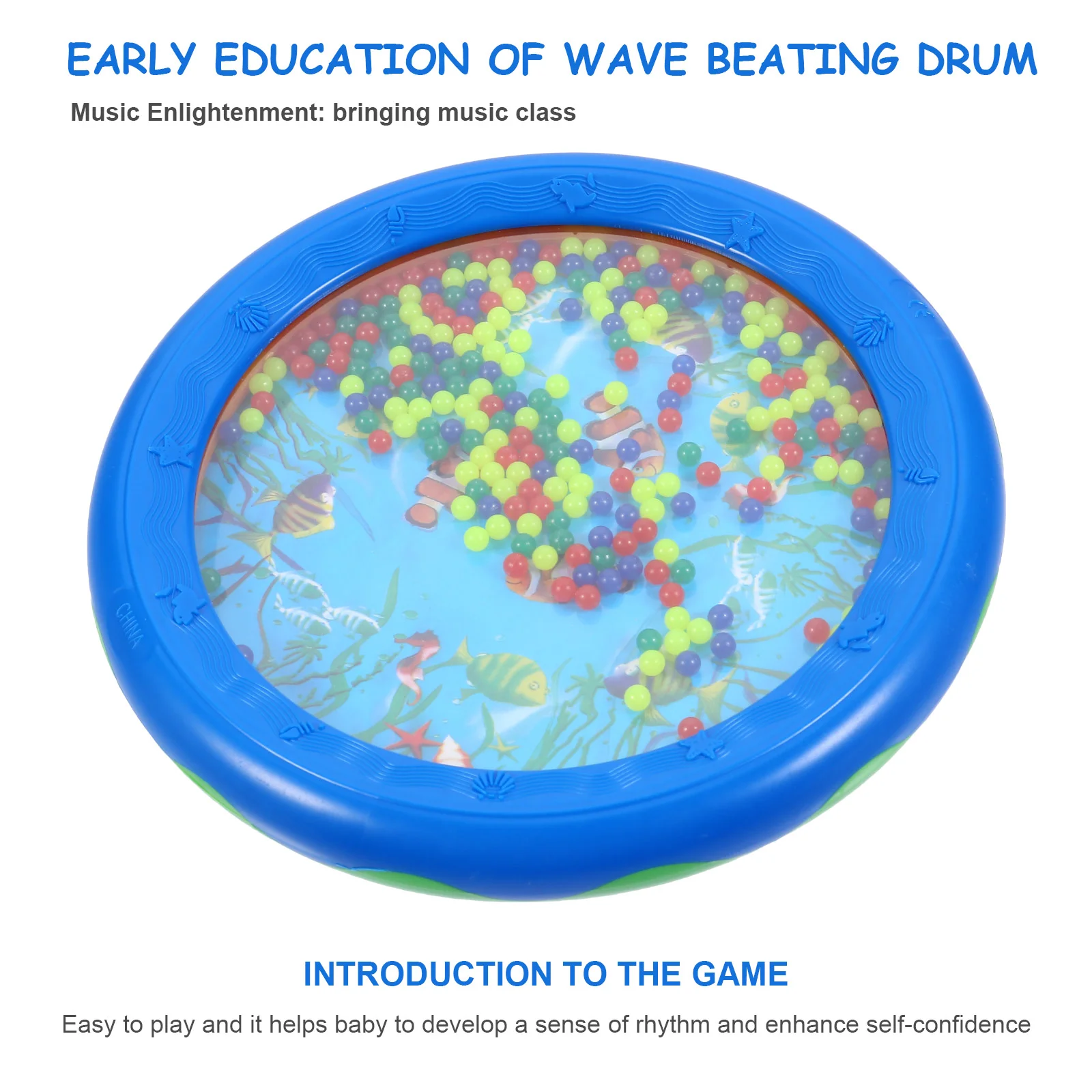 Surf Drum Beginner Instrument Toys Music Educational Plaything Shaker Rattle Pvc Ocean Wave Beads