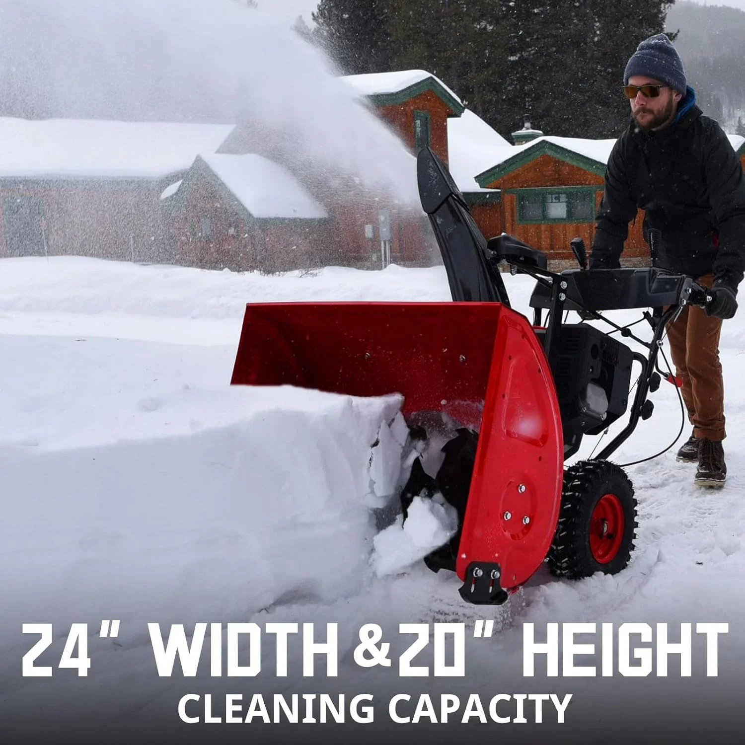 

Gas Snow Blower 24-Inch, Commercial Duty 2-Stage 212cc OHV Engine with Electric Start, Self Propelled System, LED Light