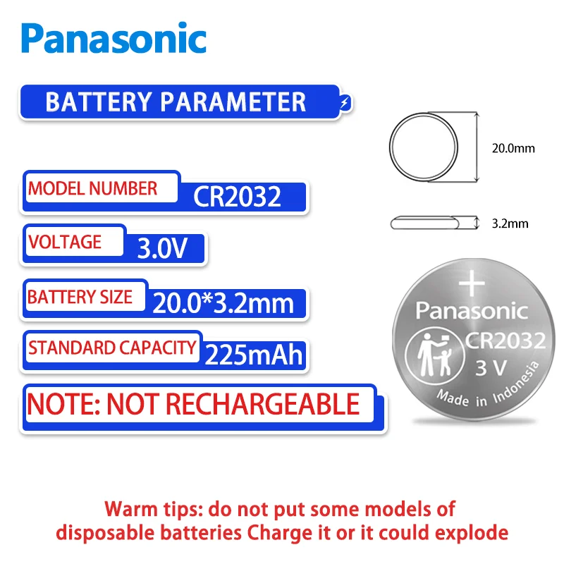 Panasonic CR2032 3v button battery is suitable for Benz Audi car key remote control Omron electronic computer motherboard