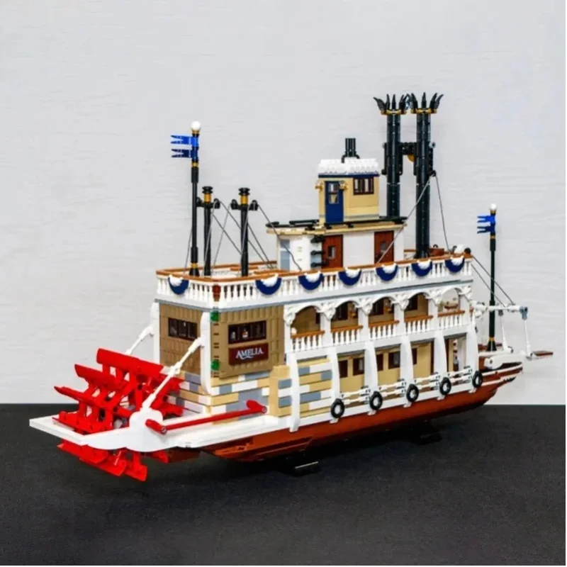 Raumdekoration 4090 Teile Dampfschiff-Baustein-Set Weißes Schiffsmodell-Bausteine für Erwachsene Geburtstags- und Weihnachtsgeschenke