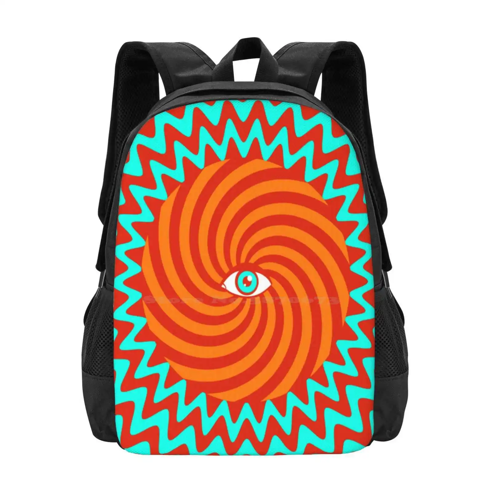 Hypnotic Eye Hot Sale Schoolbag Backpack Fashion Bags Psychedelic Illusion Retro Optical Pattern Background Abstract Circle