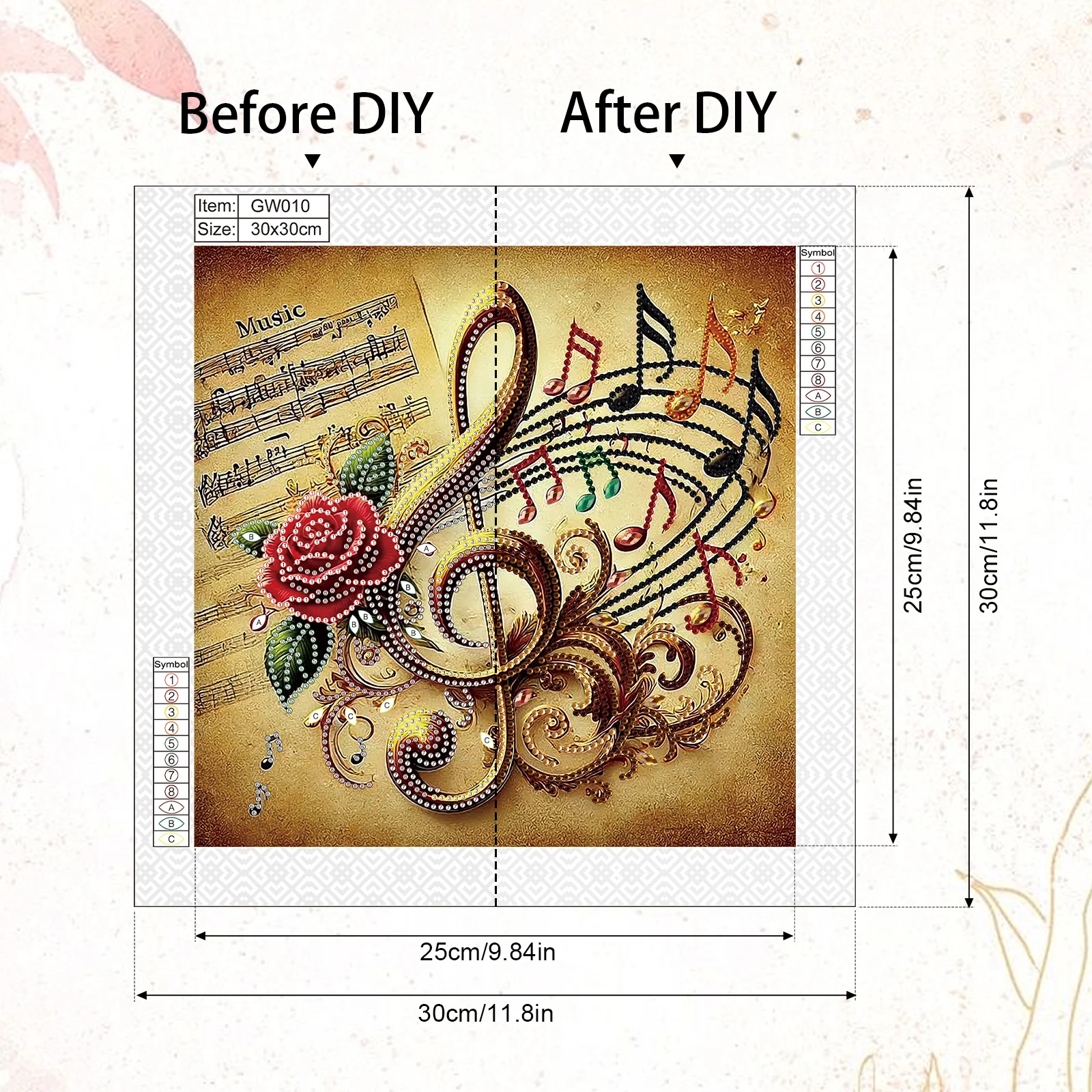5D DIY Diamond Painting Kit Rose and Note Decoration DIY Alien Diamond Mosaic Art Gift Crafts Wall Home Decoration