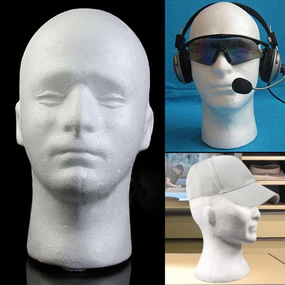 Testa di manichino portatile in schiuma bianca con scatola di imballaggio Testa di visualizzazione leggera per parrucca, cappello, sciarpe, perfetta testa di bambola per trucco fai da te