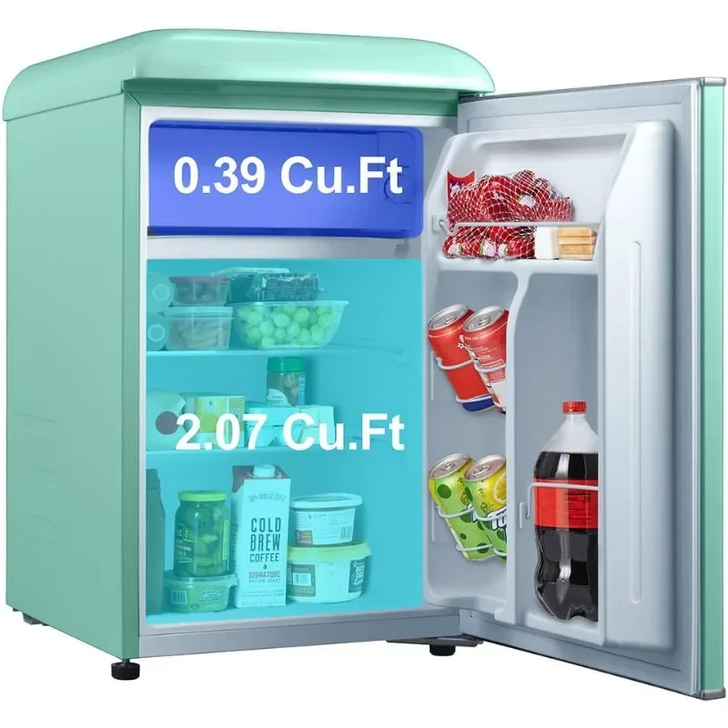 Galanz GLR25MGNR10 Retro Compact Refrigerator, Mini Fridge with Single Doors, Adjustable Mechanical Thermostat with Chiller