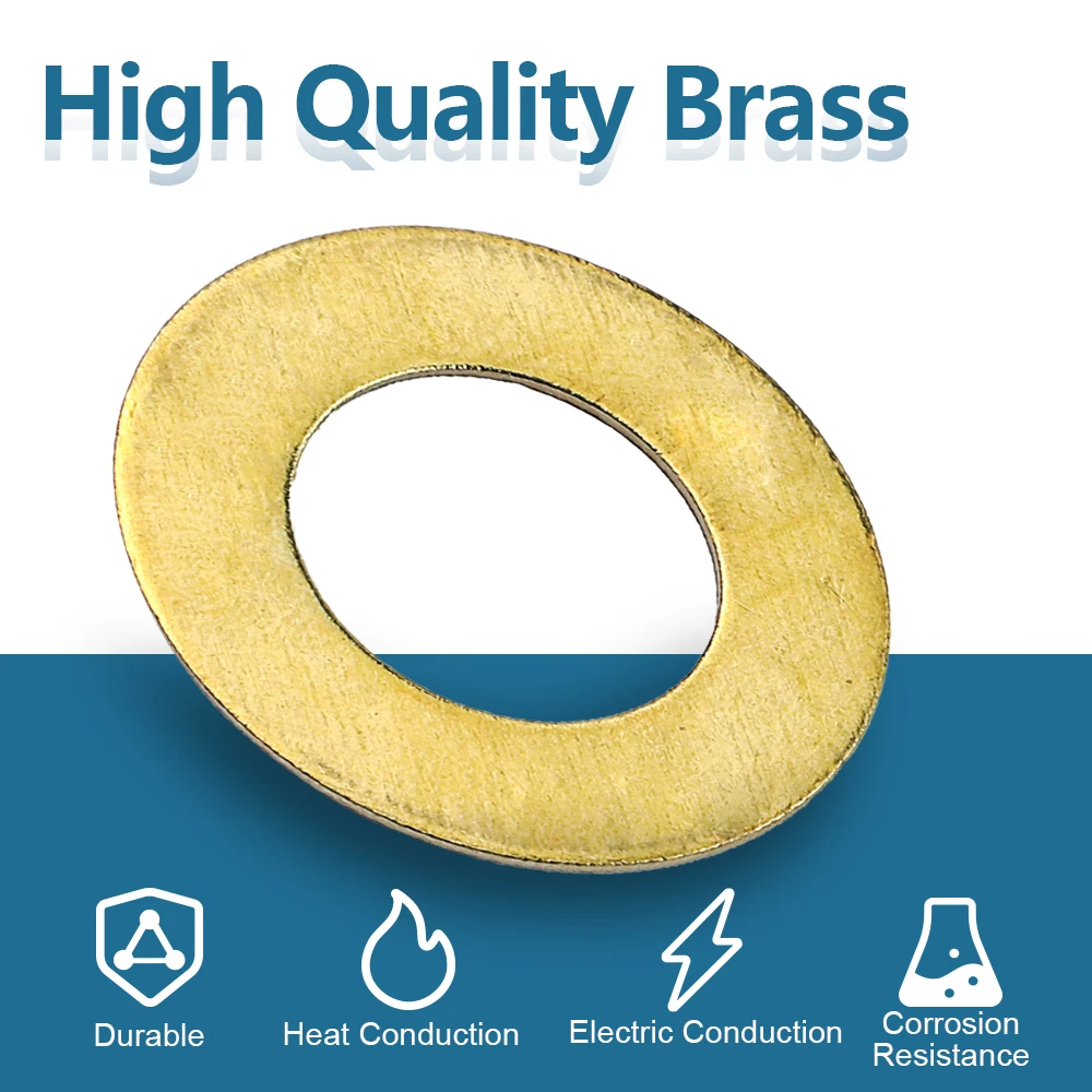 HOWSHENG 3-200pcs Brass Flat O Ring Washer M2 M2.5 M3 M4 M5 M6 M8 M10 M12 M20 Copper Plain Gasket for Sump Plug