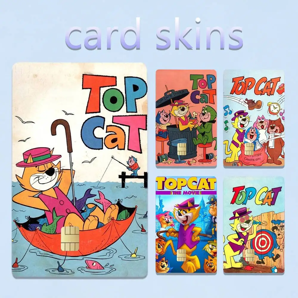 Cartoon T-Top Cat 4pcs 1Set Card Stickers Small Waterproof Chip 4PCS Card Sticker Anti-Scratch
