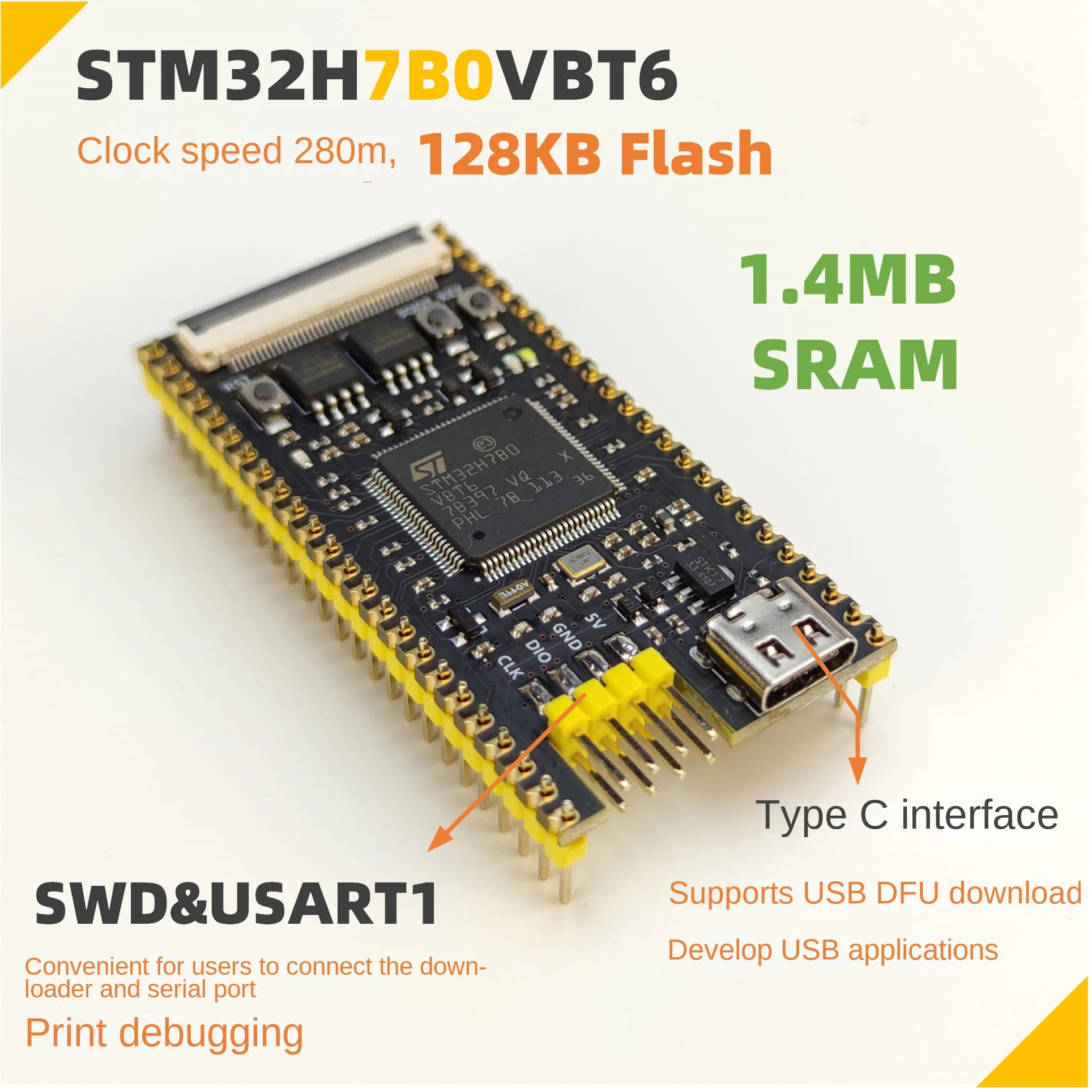 STM32H7B0 development board core  VBT6 replaces STM32H750/743