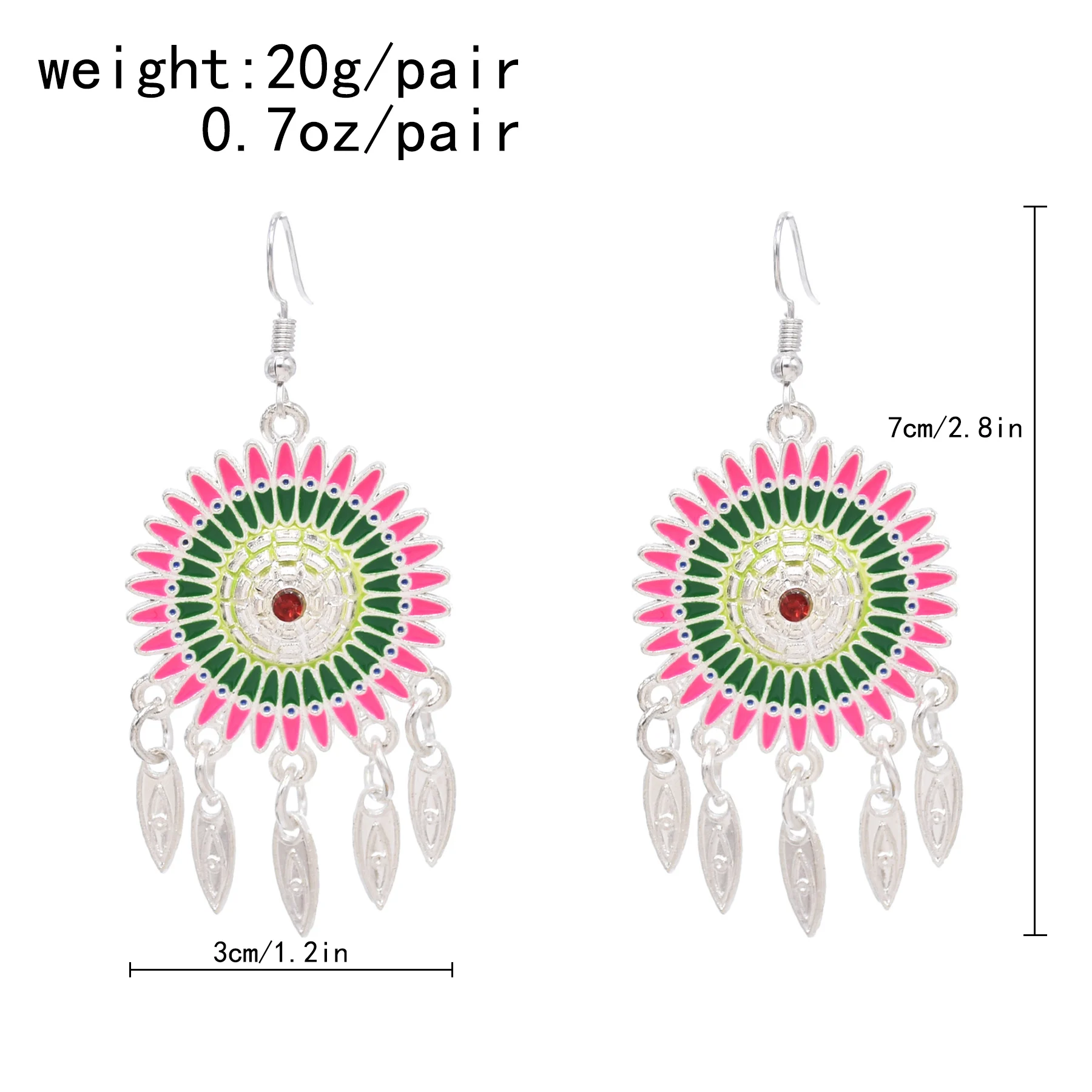 Vintage Red Green Enamel Pendant Earrings For Women Piercing Ear Flower Jewelry Accessory Female Hanging Lovely Female Gift