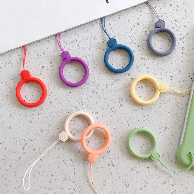 Cordón de teléfono para llaves, correa para iPhone, funda de airpods, anillo de dedo, accesorios de teléfono móvil de dibujos animados
