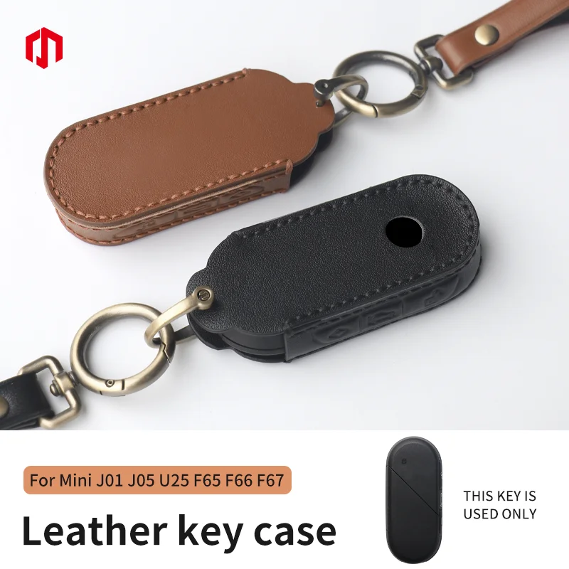 

Leather Car Fob Key Case Cover Protector For Mini Cooper J01 J05 U25 F65 F66 Countryman Remote Accessories Holder Shell Keychain