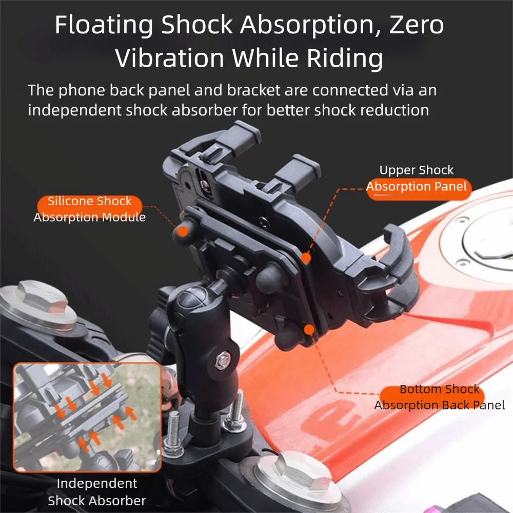 360° Rotation Motorcycle Phone Holder Ultra-Stable Eight Claw Fixed Navigation Stand Anti-Shake Shockproof Phone GPS Stand