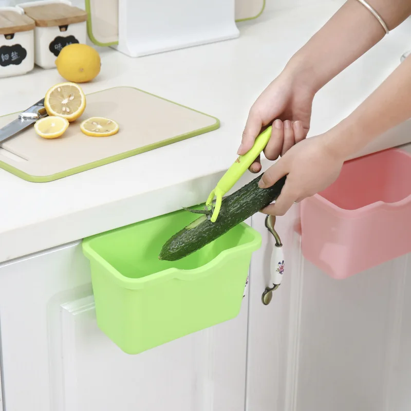 Kitchen Cabinet Door Hanging Trash Rubbish Container Mini Waste Bins Garbage Bin Can Household Rubbish Cleaning Tool