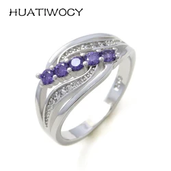 HUATIWOCY Fashion Rings 925 Silver Jewelry Accessories with Zircon Gemstone Finger Ring for Women Wedding Party Gift Wholesale