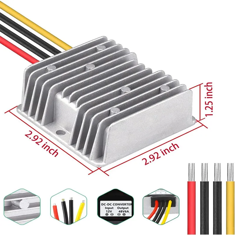 DC 12V Step Up to 48V 6A Boost Converter 288W DC Regulator Power Converter Transformer for Golf Cart Club Car Solar System