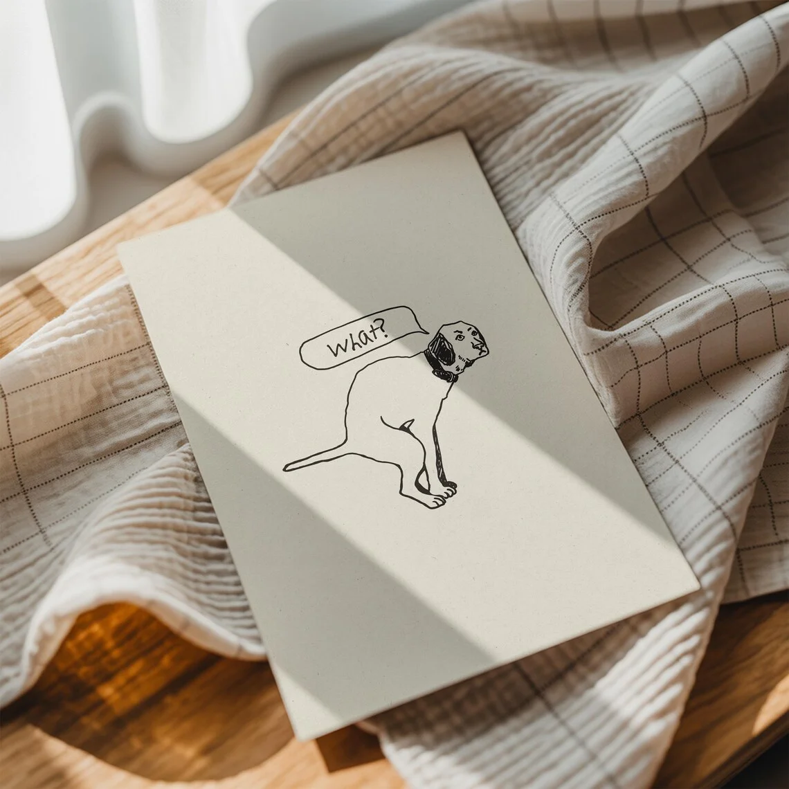 Playful "What?" Dog Line Art Wall Art - Whimsical Print Celebrating Pet Antics. The Minimalist Cream Background and Simple Linew image 6