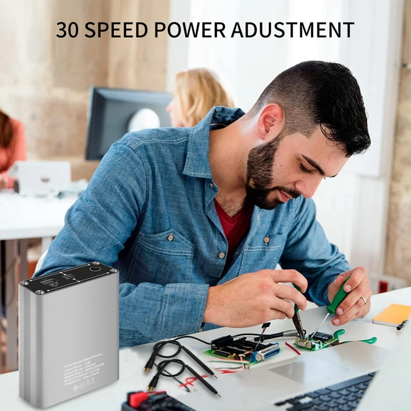 ABBN-soldador de puntos ajustable 30 engranajes pantalla OLED 5000Mah Lipo incluye para DH-30 de soldadura por puntos portátil de tira de níquel máxima de 0,15 Mm
