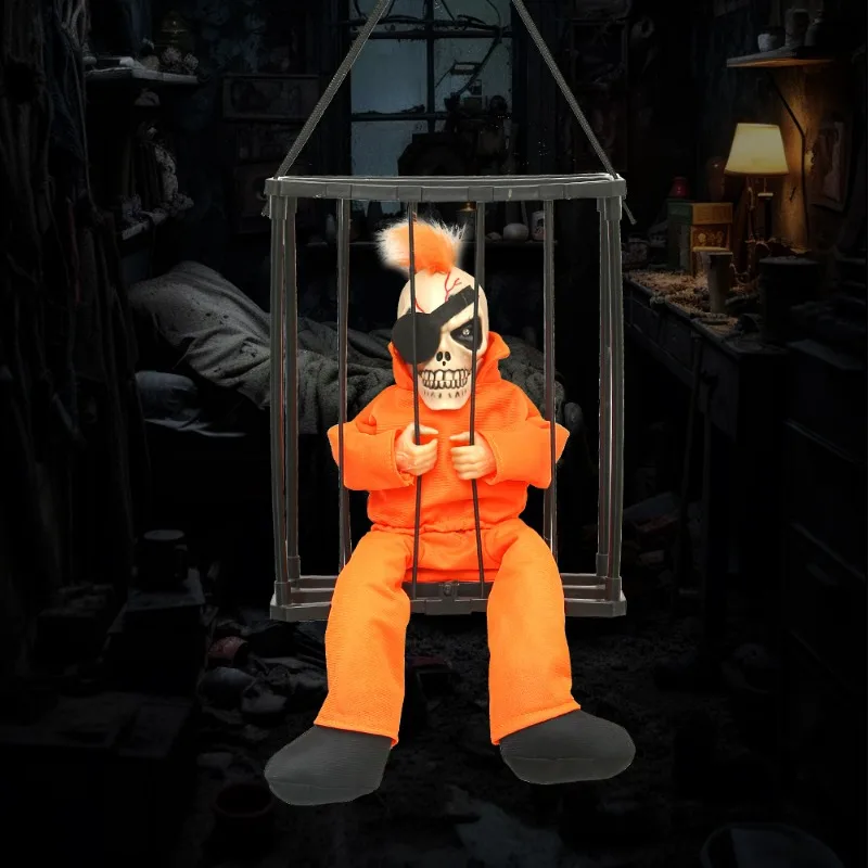 Halloween Hanging Ghost Toys Prisoner Cage Ghosts Electric Luminous Sounds Can Hang Holiday Atmosphere Prop Ghosts