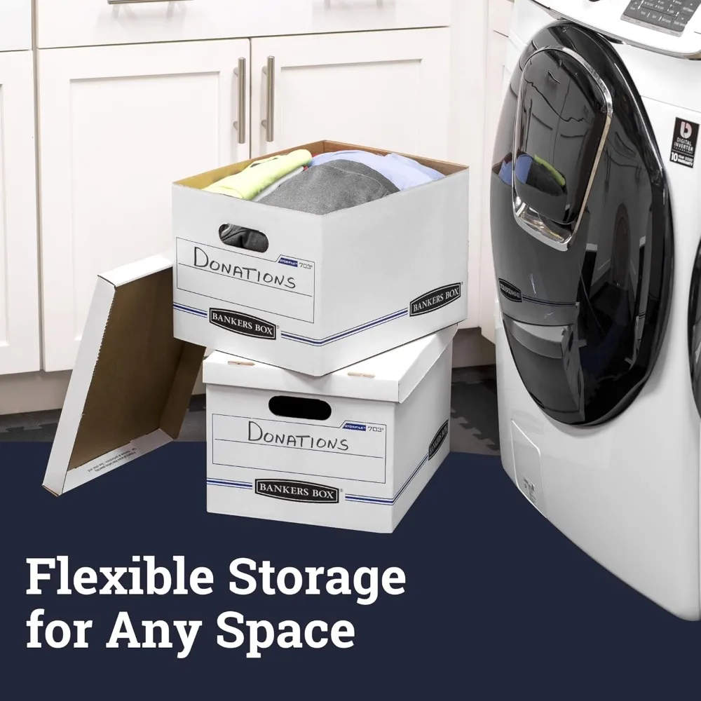 12-Pack File Storage Boxes with Lids for Letter and Legal Documents, Stackable and Easy to Carry