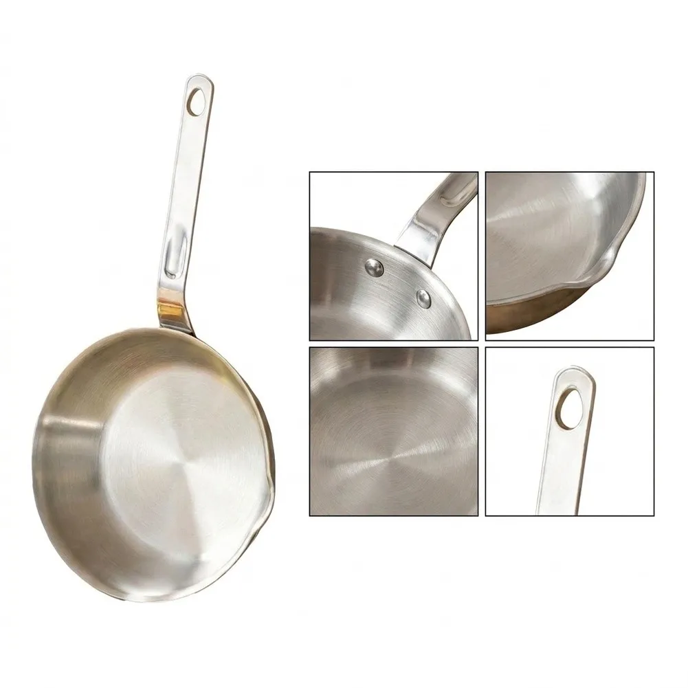 316 Stainless Steel Frying Pan 12.8cm Silver Finish Three Layer Construction for Even Cooking Performance All Stovetops