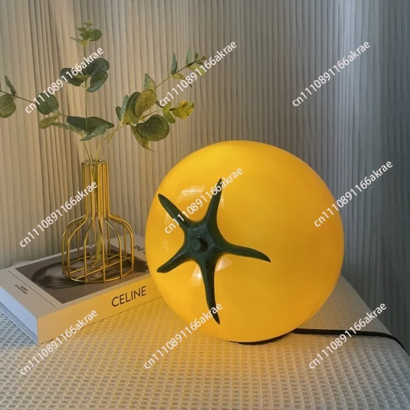 Decorative small table  bedroom bedside ambient light tomato table lamp tomato lamp ornament