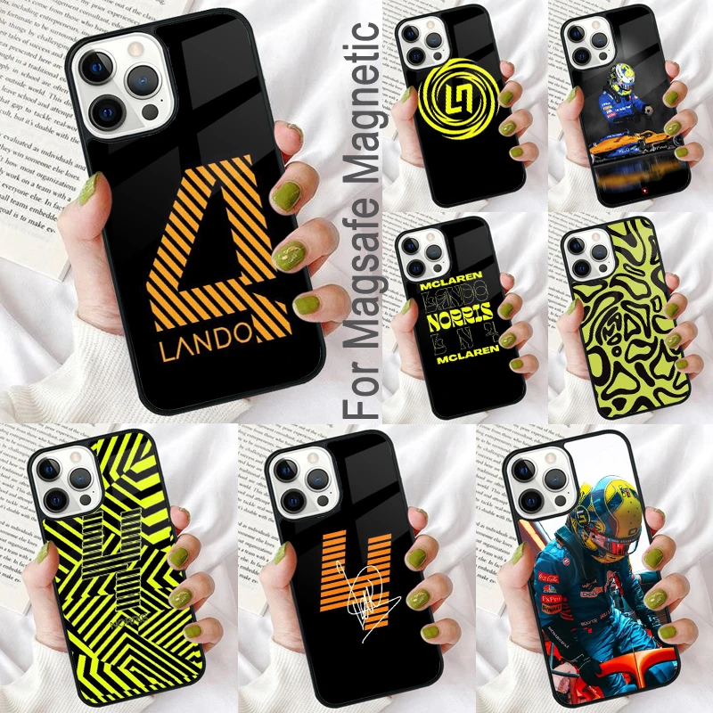 F1 Formula 1 Lando Norris Magnetic Soft Phone Case for iPhone 16 Promax 15 Pro 13 14 Plus 11 12 Mini MagSafe Coque