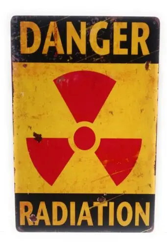 Danger Radiation Metal Tin Sign, Warning Sign, Radiation Warning Sign-Aluminum