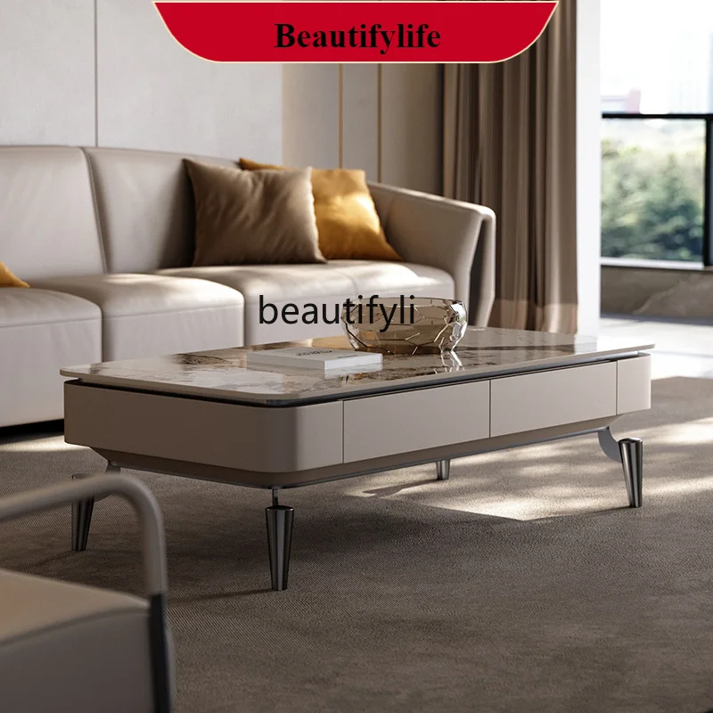 

Light Luxury Stone Plate Coffee Table Pandora Modern High Sense Designer Coffee Table Italian Minimalist Coffee Table G1218