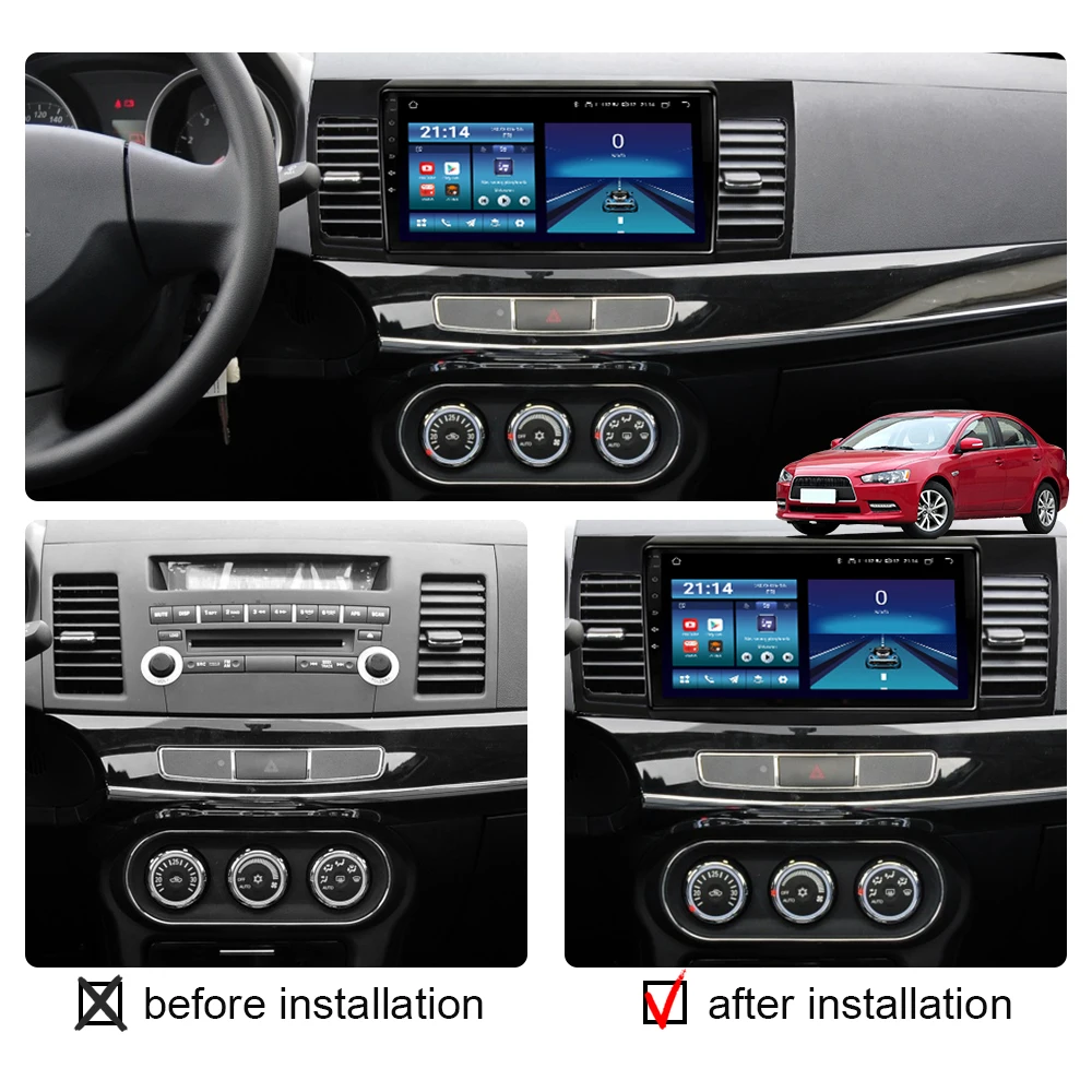 2din Android 14 Carplay Auto for Mitsubishi Lancer 10 CY 2007 - 2017 Car Radio Multimedia Video Player GPS Navigation 4G Stereo