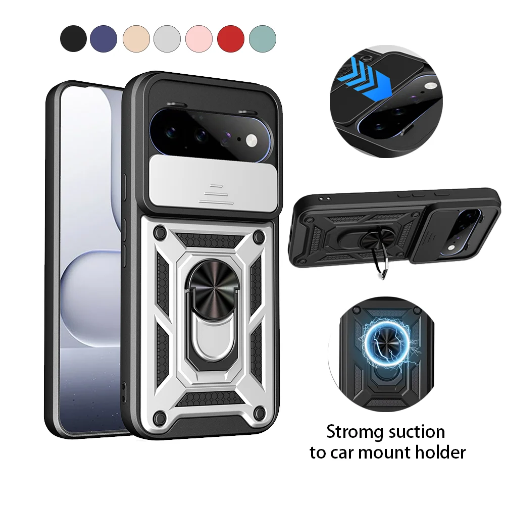 Military Grade Armor For Magnetic Car Mount Holder Finger Stand Protection Case For Google Pixel 11 10 9 8 Pro XL A PC Cover