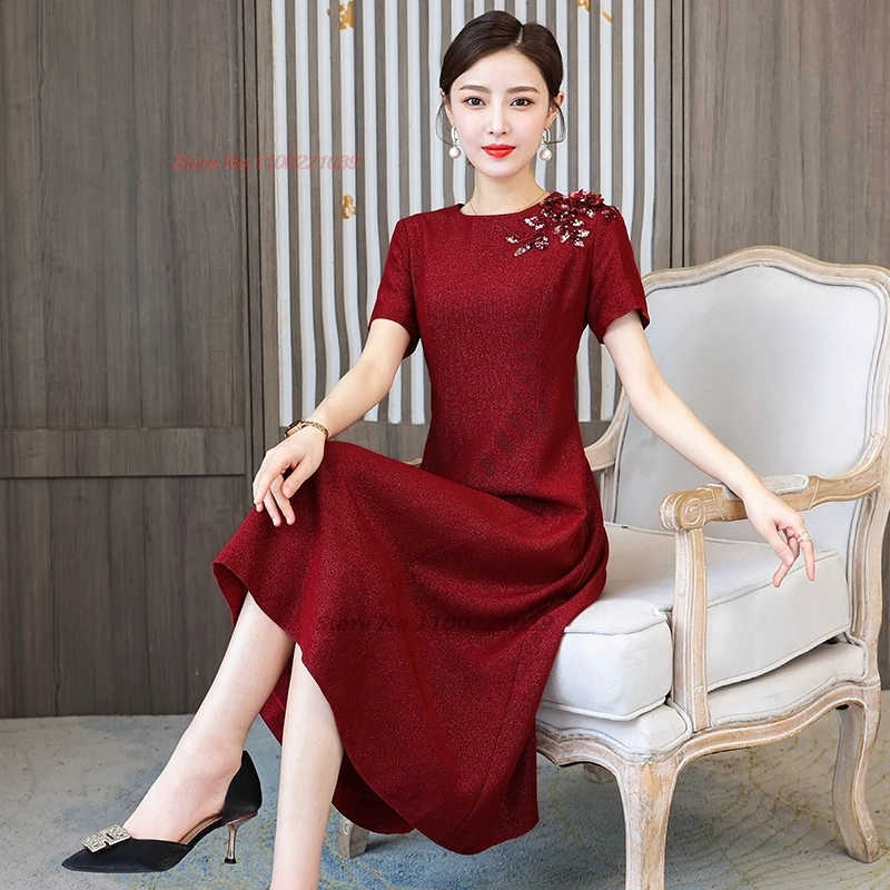 2024 chińska sukienka vintage ulepszona cheongsam tradycyjny haft w kwiaty ślubna sukienka qipao orientalna bankietowa suknia wieczorowa