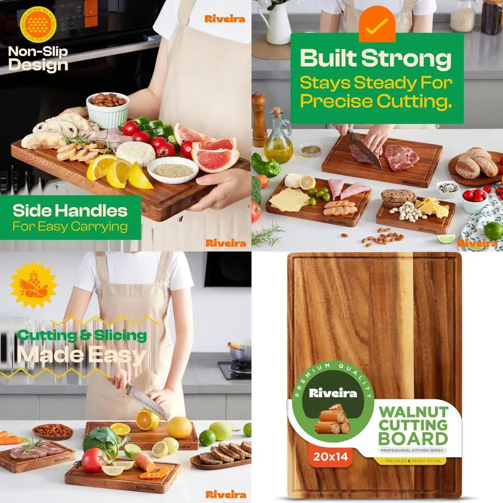 

Elegant 20x14 Black Walnut Cutting Board - Premium Kitchen Decor with Juice Groove