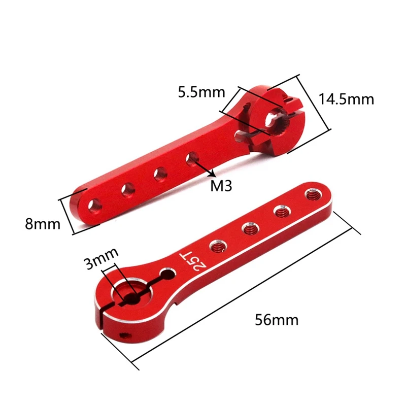 Servo bocina de extensión de brazo de Metal, pieza de 56Mm, 25T, para 1/10 RC Crawler Car Boat Futaba HSP Wltoys Axial SCX10 Traxxas